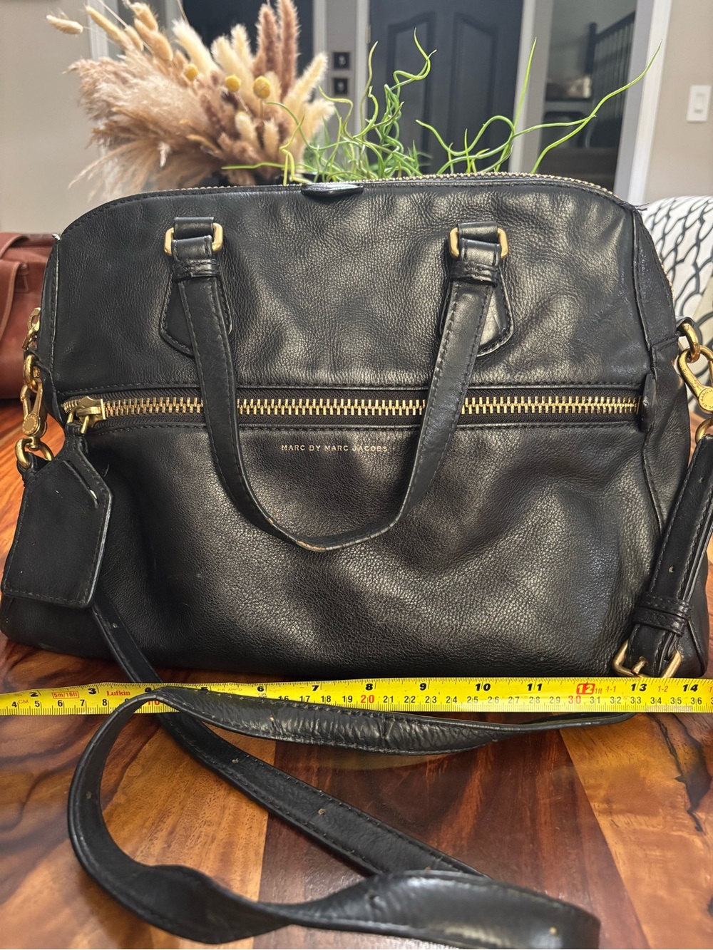 Marc By Marc Jacobs Black Leather Satchel with Gold Hardware